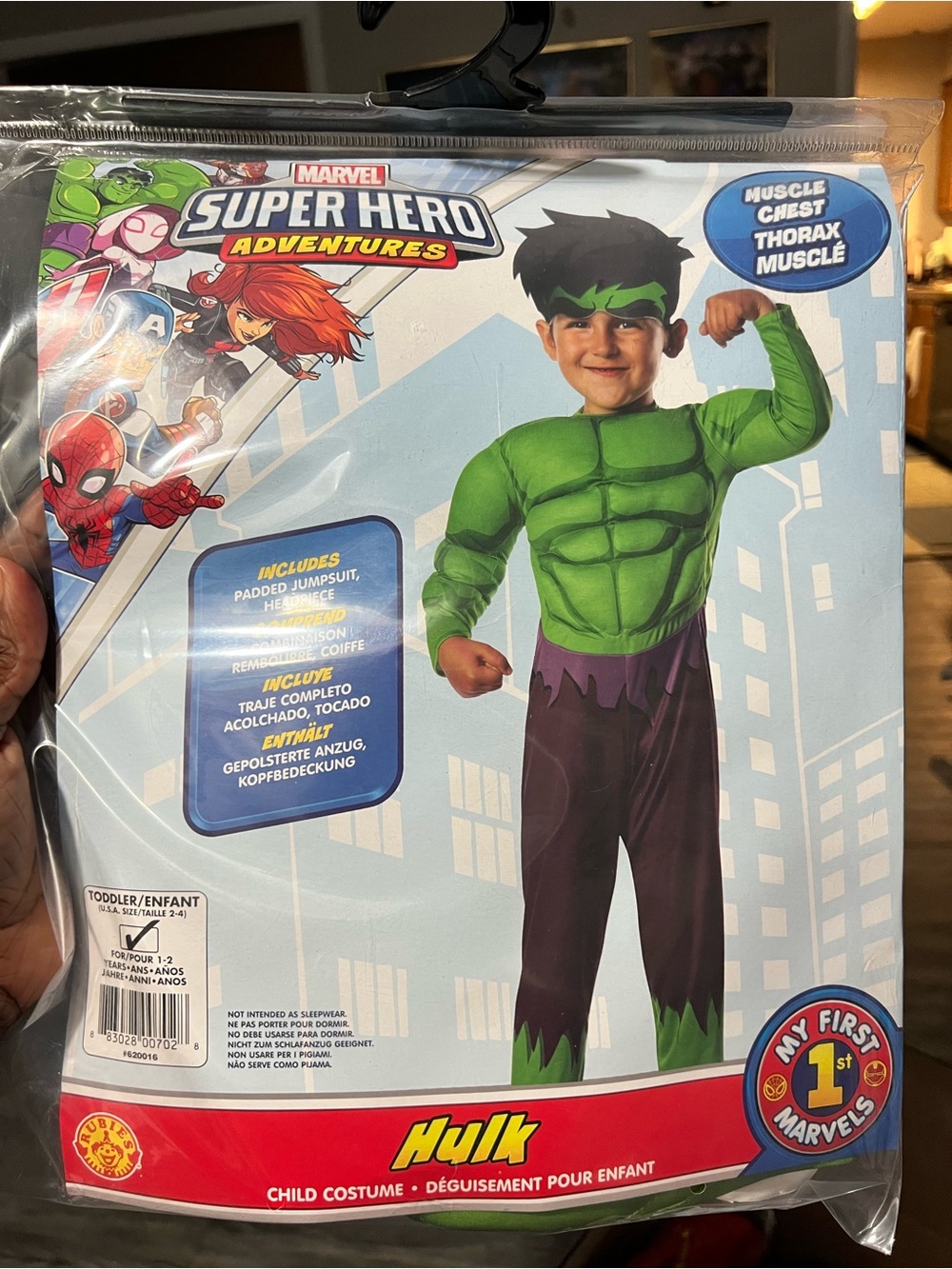 Marvel Hulk Kids Muscle Chest Costume - Green and Purple